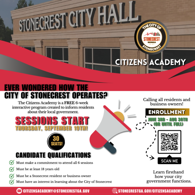 Stonecrest Announces Fall 2024 Citizens Academy Registration